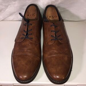 Restoration Lowry Men’s Cognac Oxford Stacked Heel Dress Shoes